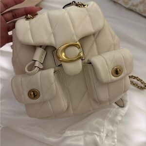 Coach Cream Quilted Backpack with Gold Accents